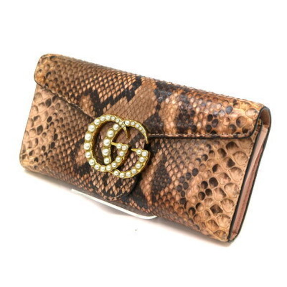 GUCCI Wallet GG Leather Pink Python - Picture 1 of 6
